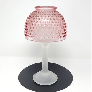VTG Pink Hobnail Fairy Lamp with Satin Stand